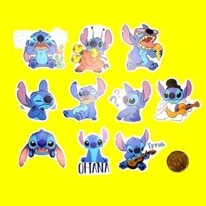 3/$20 Brand New 10x Disney Stitch Waterproof Stickers
